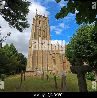 St James laine église tour, Chipping Campden, Cotswolds, Oxfordshire, Angleterre, Royaume-Uni, GL55 6AA Banque D'Images