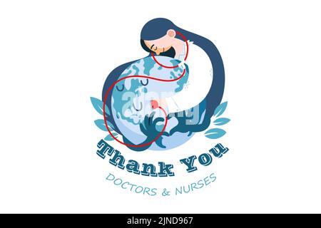 Merci médecins et infirmières Illustration concept. Illustration plate isolée sur fond blanc Illustration de Vecteur
