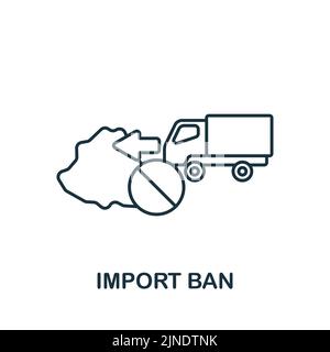 Icône interdiction d'importation. Monochrome ligne simple icône crise économique pour modèles, web design et infographies Illustration de Vecteur