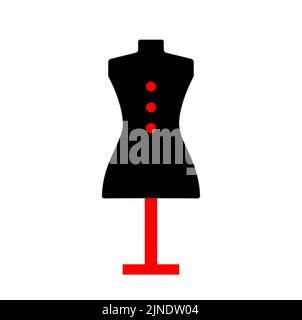 Mannequin rouge et noir pour une affiche sur mesure. Concept pour la broderie ou l'entreprise sur mesure. Symbole vectoriel isolé sur fond blanc. Illustration de Vecteur
