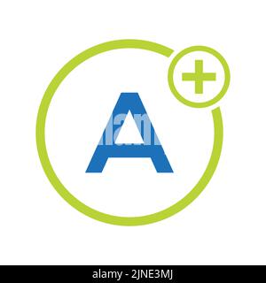 Symbole Santé médecin et logo médical sur le modèle de lettre A. Logo médecins avec enseigne stéthoscope Illustration de Vecteur