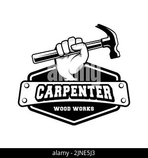 Logo Carpenter dans un style rétro rustique vintage. Logo de handyman. Illustration de Vecteur