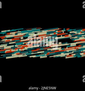 Ligne de vitesse géométrique abstraite formes et grille de torches multicolores sur fond noir isolé dans les pistes lumineuses centrales Banque D'Images