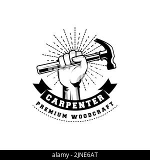 Logo Carpenter dans un style rétro rustique vintage. Logo de handyman. Illustration de Vecteur