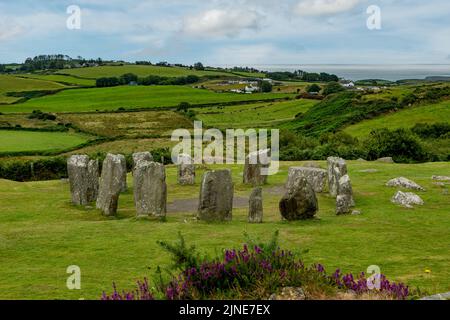 Drombeg Stone Circle, près de Glandore, Co. Cork, Irlande Banque D'Images