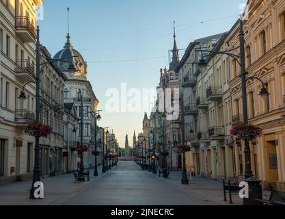 Rue Piotrkowska à Lodz, Pologne Banque D'Images