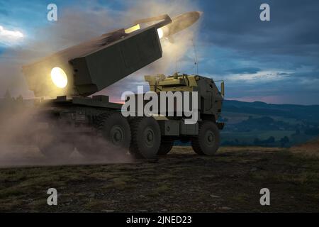 Lockheed Martin M142 système de fusée d'artillerie à haute mobilité (HImars) Banque D'Images