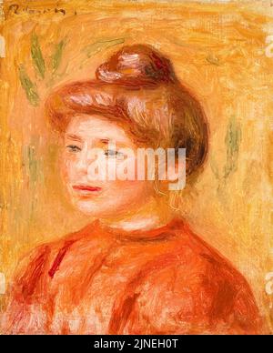 Pierre Auguste Renoir, buste de femme en rouge, peinture à l'huile sur toile, 1905-1908 Banque D'Images