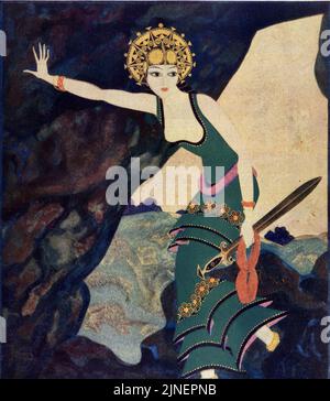 « Ariadne » publié sur 31 mars 1929 dans le magazine American Weekly peint par Edmund Dulac pour la série célèbre « Vamps from History ». Banque D'Images