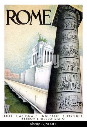 Rome. Artiste inconnu. Affiche publiée en 1933 en Italie. Banque D'Images