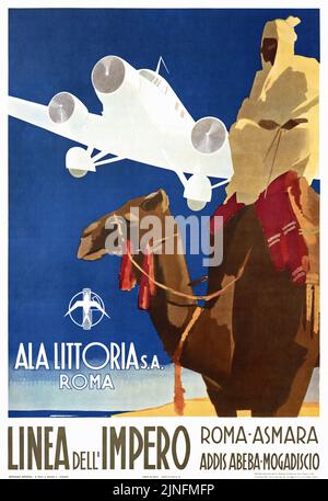 Linea dell'Impero. Roma - Asmara. Artiste inconnu. Affiche publiée en 1937 en Italie. Banque D'Images
