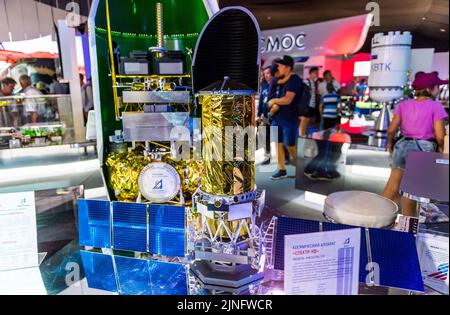 30 août 2019, région de Moscou, Russie. Maquette du télescope spatial Observatoire mondial de l'espace - ultraviolet -Spektr-UV Banque D'Images