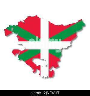 Carte de drapeau basque sur fond blanc 3D illustration avec masque Banque D'Images