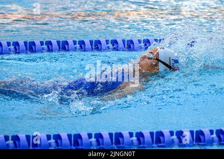 ROME, ITALIE - AOÛT 11: Emma Terebo de France en compétition pendant la demi-finale des femmes BackStroke 200m à l'Aquatics européen Roma 2022 au Stadio del Nuoto on 11 août 2022 à Rome, Italie (photo par Nikola Krstic/Orange Pictures) Banque D'Images