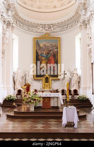 Église de Vilnius; Église catholique romaine de Saint-Pierre et Saint-Paul, intérieur, autel; Vilnius, Lituanie Europe Banque D'Images