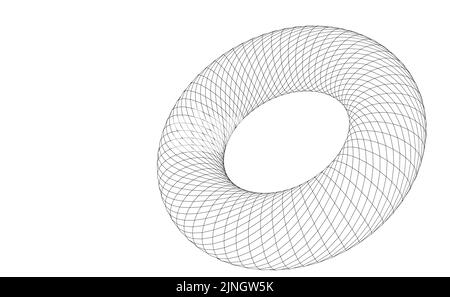 Illustration vectorielle d'une forme de tore avec maillage filaire Illustration de Vecteur