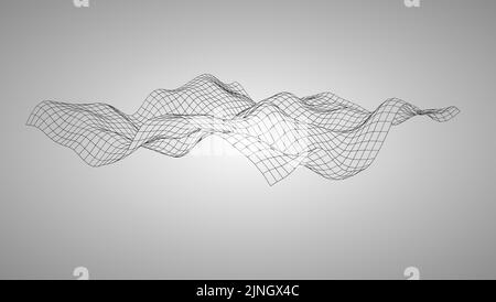 Illustration rerouge d'un terrain 3D avec topologie de maillage filaire. Vector est compatible avec EPS10 Illustration de Vecteur