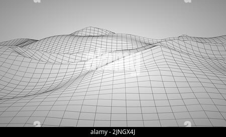 Illustration rerouge d'un terrain 3D avec topologie de maillage filaire. Vector est compatible avec EPS10 Illustration de Vecteur