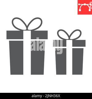 Boîte-cadeau icône de glyphe, Noël et vacances, icône de vecteur de boîte-cadeau, graphiques de vecteur, signe plein de trait modifiable, eps 10. Illustration de Vecteur