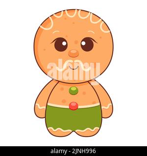 Mignon joyeux noël homme de pain d'épice. Illustration de Vecteur