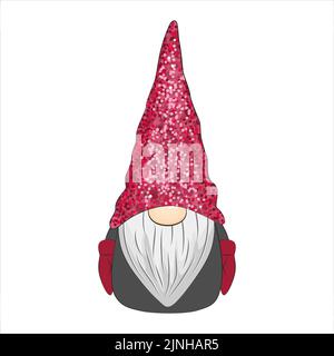 Joli gnome de noël en chapeau rouge. Vecteur. Illustration de Vecteur