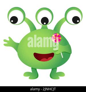 Monstre mignon coloré. Personnage de dessin animé amusant. Illustration vectorielle. Illustration de Vecteur