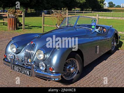 Jaguar XK140 argent, voiture classique, ORD. 867UYN Banque D'Images