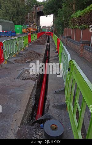 Cadent pose de nouvelles infrastructures principales et de distribution de gaz, sur Bradshaw Lane, Grappenhall/Thelwall, Warrington, Cheshire, Angleterre, Royaume-Uni, WA4 Banque D'Images