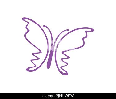 Simple Flying Butterfly Illustration simple visualisée avec une couleur pourpre et une illustration simple Illustration de Vecteur