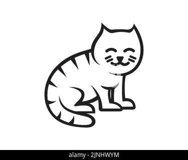 Chat souriant avec mouvement assis Illustration avec style Silhouette Illustration de Vecteur