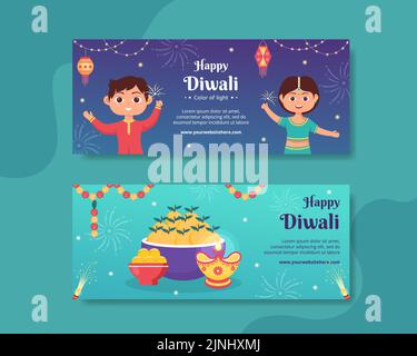 Indian Celebrating Diwali Day horizontal Banner Template main dessin dessin dessin dessin dessin dessin dessin dessin dessin dessin dessin dessin dessin dessin dessin dessin dessin dessin animé Illustration de Vecteur