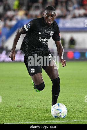 Helsinki, Finlande. 10th août 2022. Football: Coupe UEFA Super Cup, Real Madrid - Eintracht Frankfurt, Stade olympique d'Helsinki. Randal Kolo Muani de Francfort en action. Credit: Arne Dedert/dpa/Alay Live News Banque D'Images