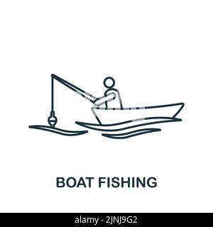 Icône pêche en bateau. Icône pêche simple monochrome pour modèles, conception Web et infographies Illustration de Vecteur