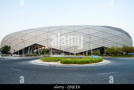 Doha. 7th août 2022. La photo prise le 7 août 2022 montre la vue extérieure du stade Education City qui accueillera les matchs de la coupe du monde de la FIFA 2022 à Doha, au Qatar. Credit: Nikku/Xinhua/Alay Live News Banque D'Images