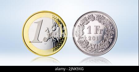 euro, pièces, franc suisse, zeichen und symbok, pièce, francs suisses Banque D'Images