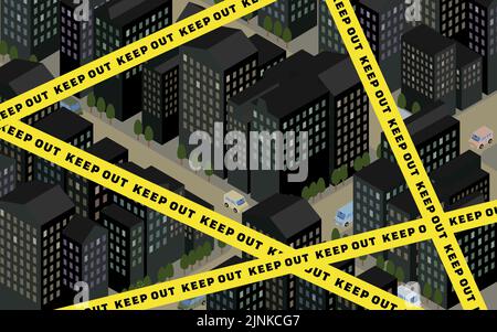 Image de ville nocturne avec cordon Illustration de Vecteur