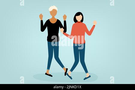 Illustration de deux femmes dansant légèrement Illustration de Vecteur