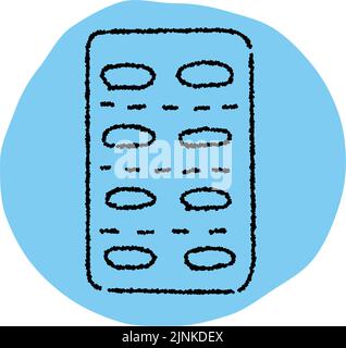 Icône de médecine dans un simple étui en plastique, style écriture crayon Illustration de Vecteur