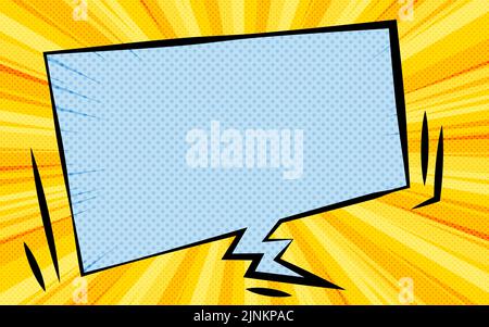 Matériel d'illustration : style américain de la bande dessinée, ballons pop et arrière-plan des points et des lignes concentrées Illustration de Vecteur