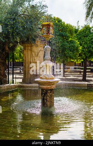 Fontaine d'eau douce dans la cour des orangers de la mosquée de Cordoue. Andalousie. Banque D'Images