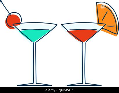 Illustration de deux personnes buvant un cocktail Illustration de Vecteur