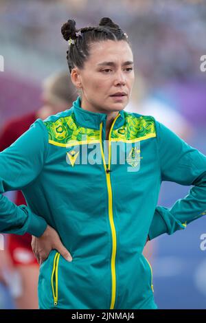 Catriona Bissett, de l’Australie, qui a disputé la finale féminine de 800m aux Jeux du Commonwealth au stade Alexander, Birmingham, en Angleterre, le 6th août, Banque D'Images