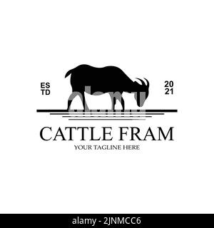 Image vectorielle du logo du château de la ferme Angus de la vache à gazon de qualité supérieure Illustration de Vecteur