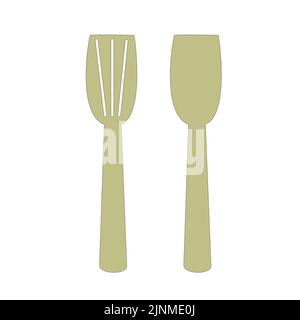Pelles pour la cuisine et la pâtisserie sur un fond blanc isolé. Illustration de Vecteur