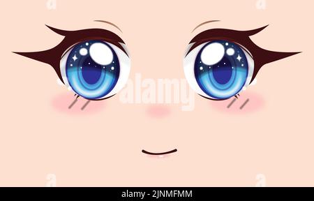 Mignonne anime filles yeux. Expressions du visage Manga. Illustration vectorielle. Illustration de Vecteur