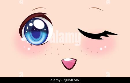 Mignonne anime filles yeux. Expressions du visage Manga. Illustration vectorielle. Illustration de Vecteur