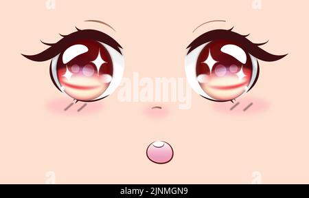 Mignonne anime filles yeux. Expressions du visage Manga. Illustration vectorielle. Illustration de Vecteur