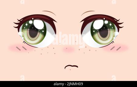 Mignonne anime filles yeux. Expressions du visage Manga. Illustration vectorielle. Illustration de Vecteur