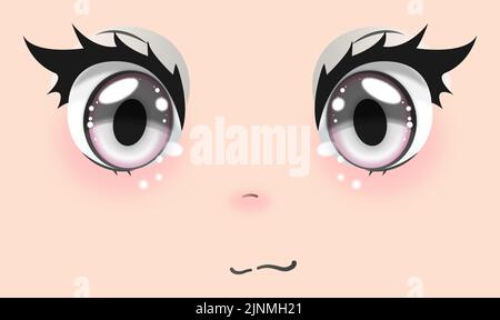 Mignonne anime filles yeux. Expressions du visage Manga. Illustration vectorielle. Illustration de Vecteur