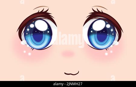 Mignonne anime filles yeux. Expressions du visage Manga. Illustration vectorielle. Illustration de Vecteur